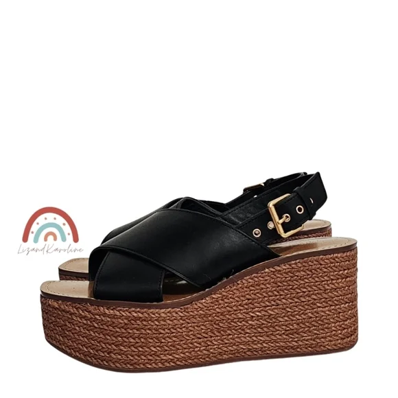 New! Madewell The Amee Wedge Sandal Leather Jute Platform Chunky Heel - Picture 5 of 14